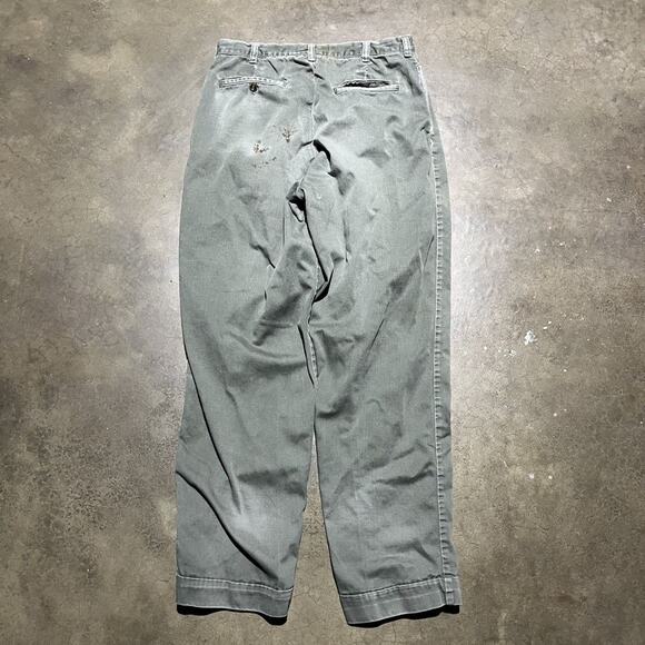 Vintage 50s Sedgefield Green Cotton Workwear Chinos 28x29 - Picture 3 of 6